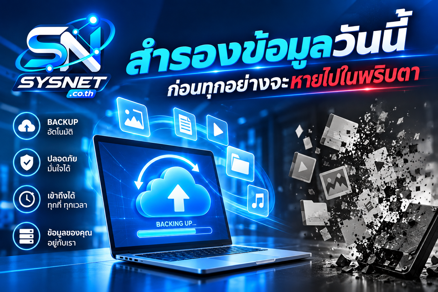 สำรองข้อมูลวันนี้ ก่อนทุกอย่างจะหายไปในพริบตา