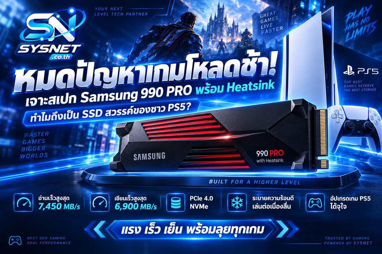 หมดปัญหาเกมโหลดช้า! เจาะสเปก Samsung 990 PRO พร้อม Heatsink ทำไมถึงเป็น SSD สวรรค์ของชาว PS5?