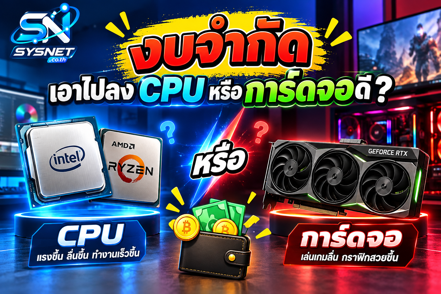 งบจำกัด เอาไปลง CPU หรือการ์ดจอดี?