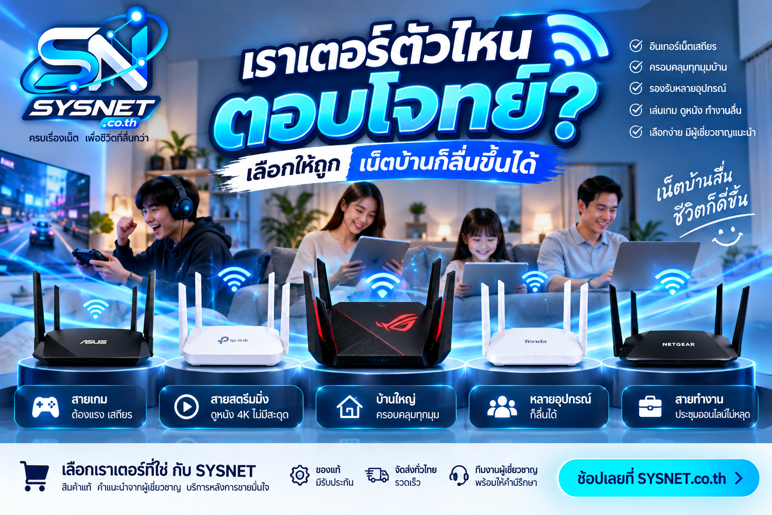 อยากให้เน็ตแรง เราเตอร์ตัวไหนตอบโจทย์? เลือกให้ถูก เน็ตบ้านก็ลื่นขึ้นได้