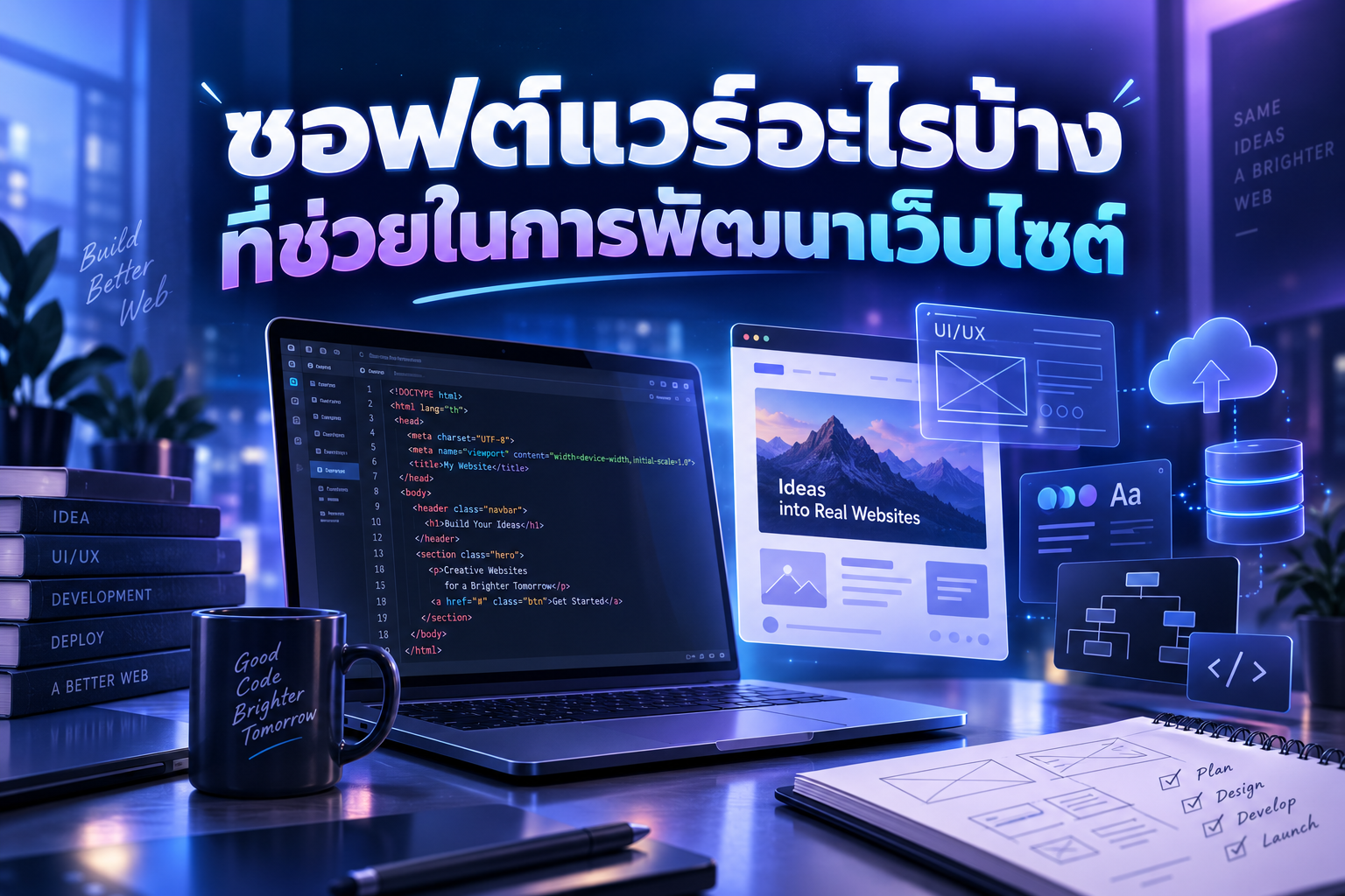 ซอฟต์แวร์อะไรบ้างที่ช่วยในการพัฒนาเว็บไซต์?