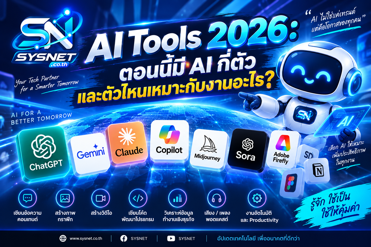 AI Tools 2026: ตอนนี้มี AI กี่ตัว และตัวไหนเหมาะกับงานอะไร?