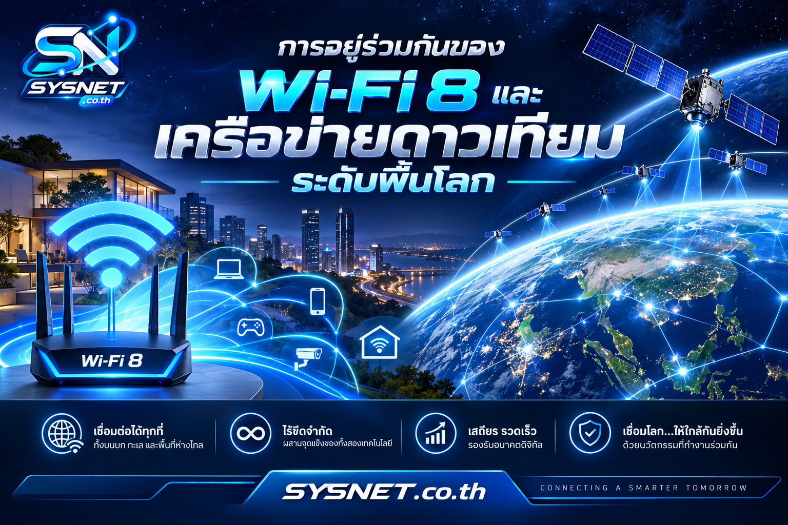 Wi-Fi 8 จับมือเครือข่ายดาวเทียม LEO: เมื่ออินเทอร์เน็ตจากพื้นดินและอวกาศ เชื่อมโลกให้ไร้รอยต่อ