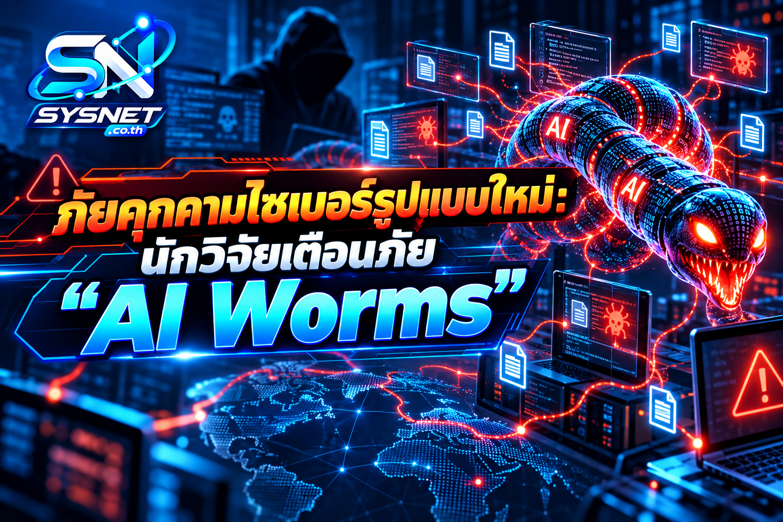 ภัยคุกคามไซเบอร์รูปแบบใหม่: นักวิจัยเตือนภัย “AI Worms” มัลแวร์อัจฉริยะที่อาจแพร่กระจายและปรับตัวได้ด้วยตัวเอง!