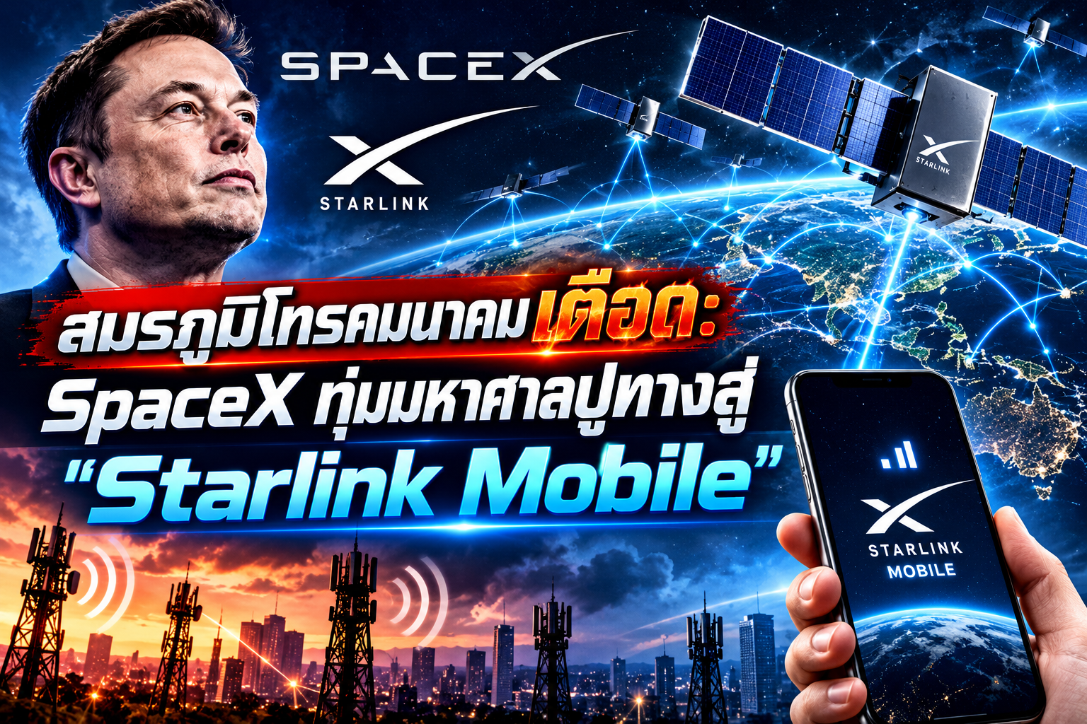 สมรภูมิโทรคมนาคมเดือด! SpaceX ทุ่มมหาศาลปูทางสู่ “Starlink Mobile” หวังพลิกโฉมเครือข่ายมือถือโลก