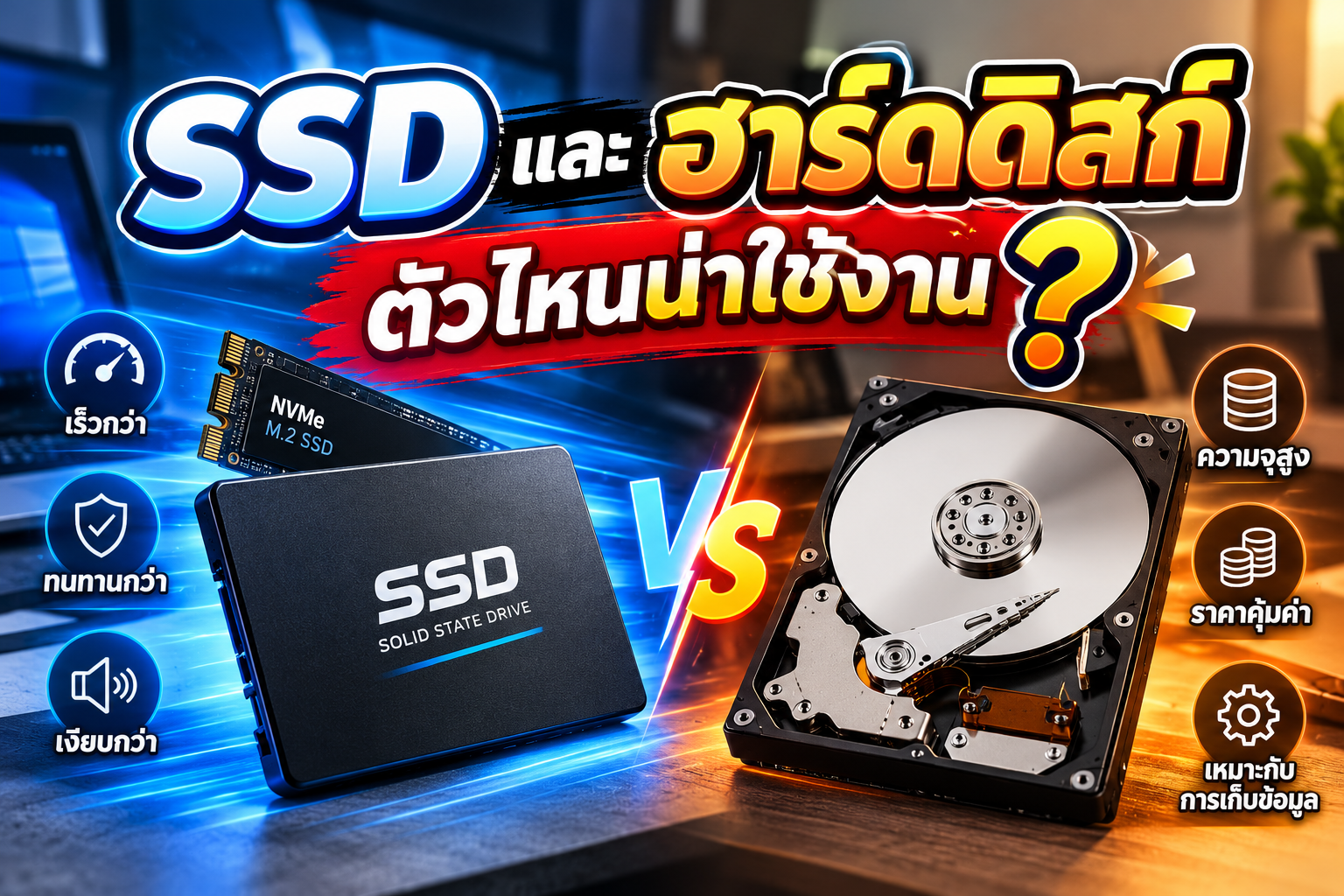 SSD กับ HDD เลือกแบบไหนให้เหมาะกับการใช้งาน?