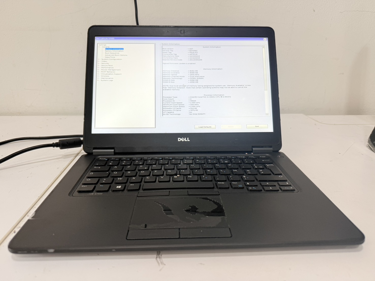 ขาย โน้ตบุ๊ค งานช่าง Dell Latitude E7450(i5-5300U/8GB/M.2 256GB) ไม่มี Adapter แบตเสื่อม กรอบแตก