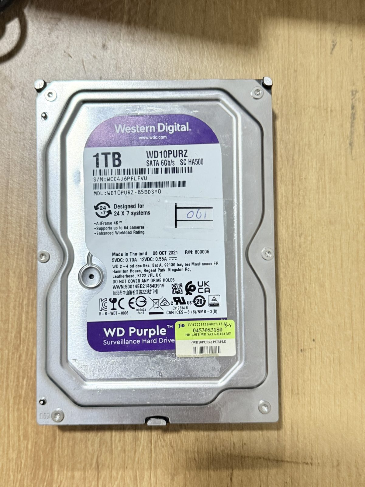 ขาย WD Purple 1TB SATA 3.5 6Gbps 5400RPM"