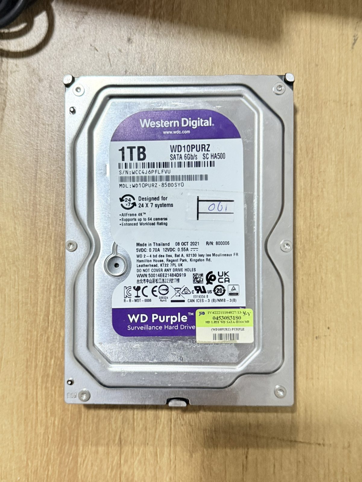 ขาย WD Purple 1TB SATA 3.5 6Gbps 5400RPM" รูปที่ 2
