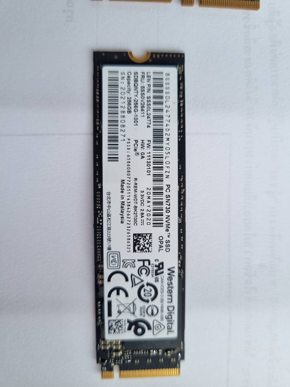 ขาย ssd sn730 nvme 256GB WD