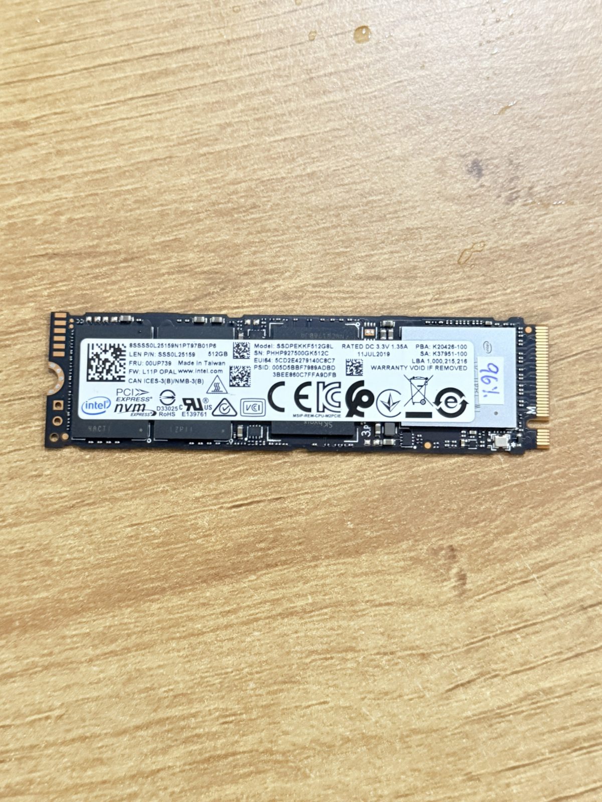ขาย Intel SSD 512GB M.2 NVMe
