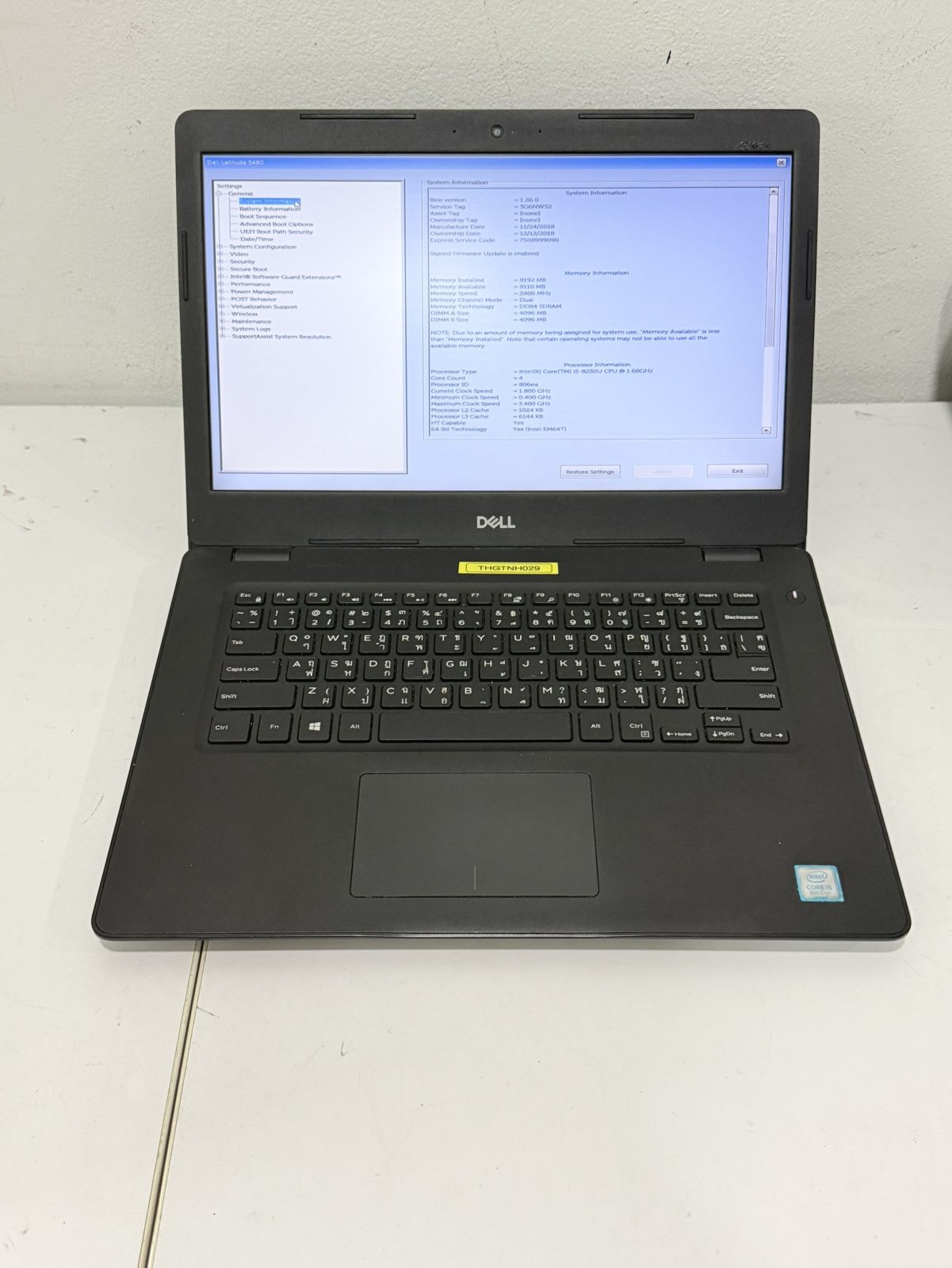 ขาย Dell Latitude 3490(i5-8250U/8GB) No SSD No Adapter แบต 100%