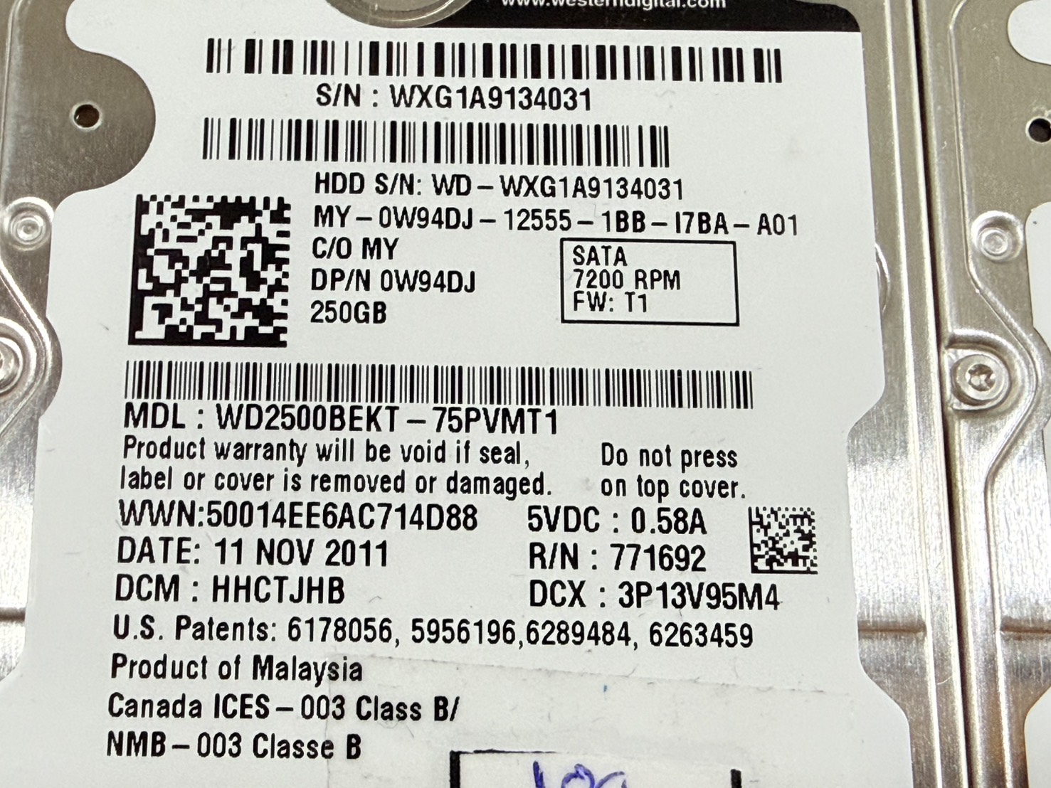 ขาย WD Black 250GB SATA 3.5 6Gbps 7200RPM" รูปที่ 2