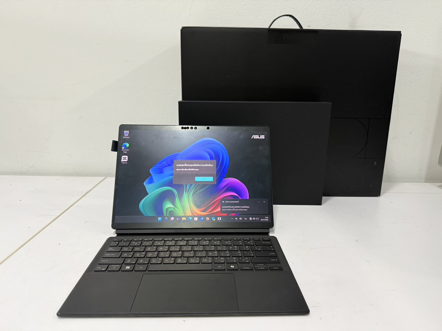 ขาย NOTEBOOK 2 IN 1 (โน้ตบุ๊คแบบแยกคีย์บอร์ด) Asus ProArt PZ13(Snapdragon X Plus - XIP42100/16GB/M.2 1TB/Adreno X1-45 8GB) + Adapter +ปากกา