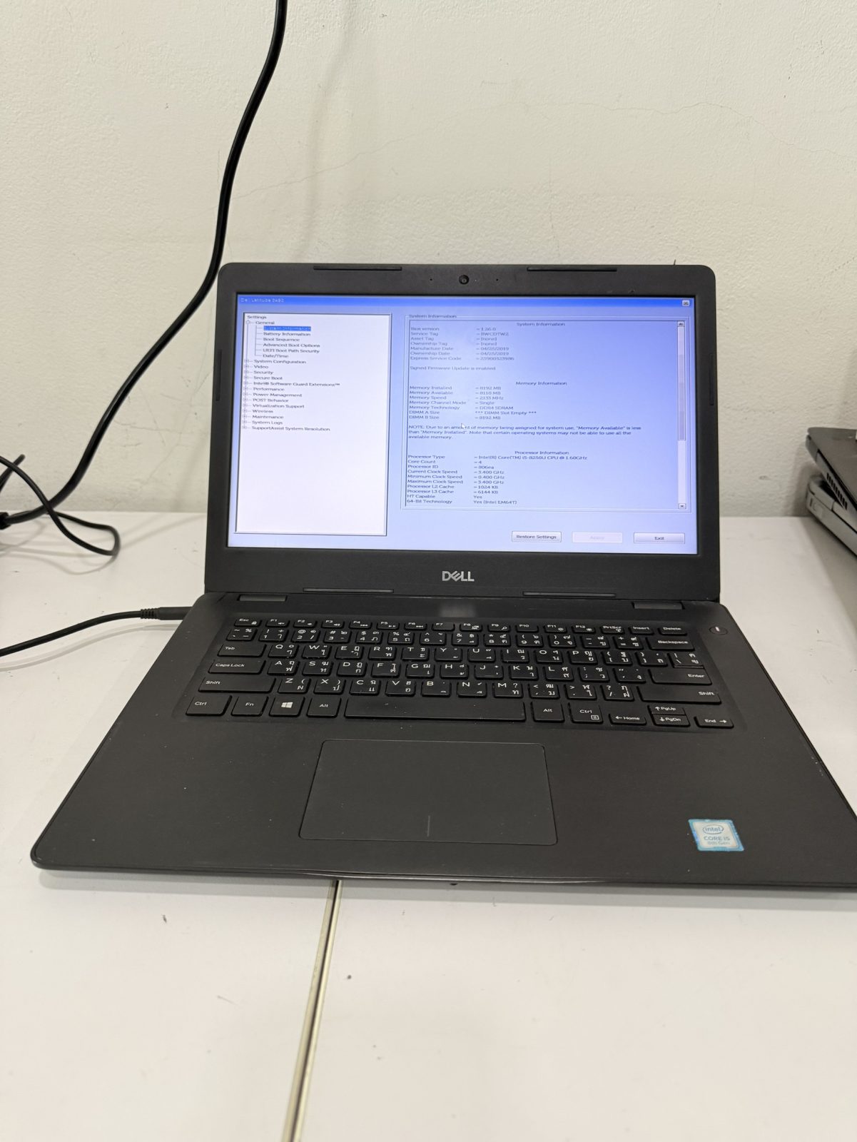 ขาย Dell Latitude 3490(i5-8250U/8GB) No SSD No Adapte  ไม่มีแบต กรอบเครื่องแตก