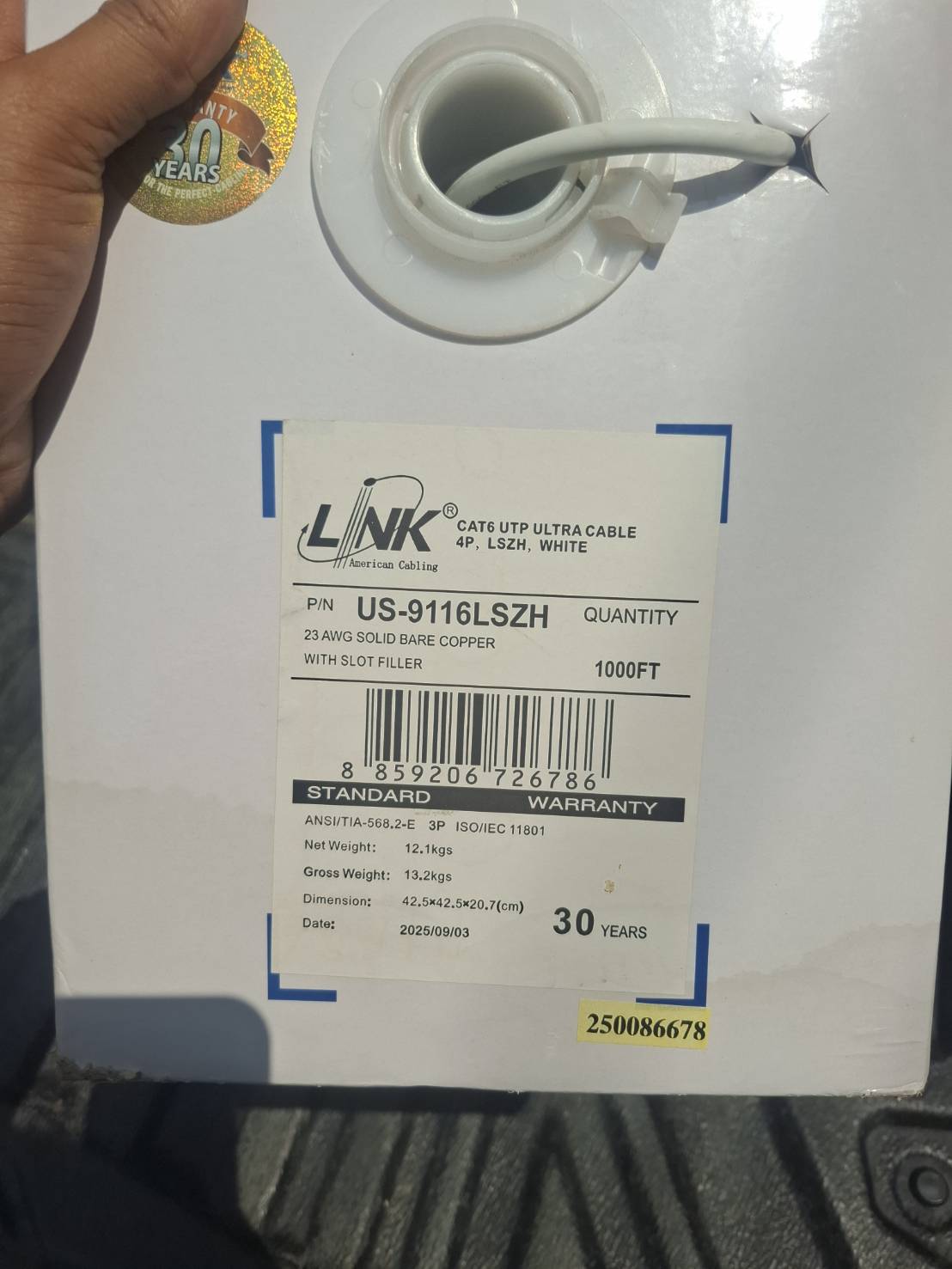 ขาย สายแลน CAT6 305 เมตรจาก LINK รุ่น US-9116LSZH รูปที่ 4