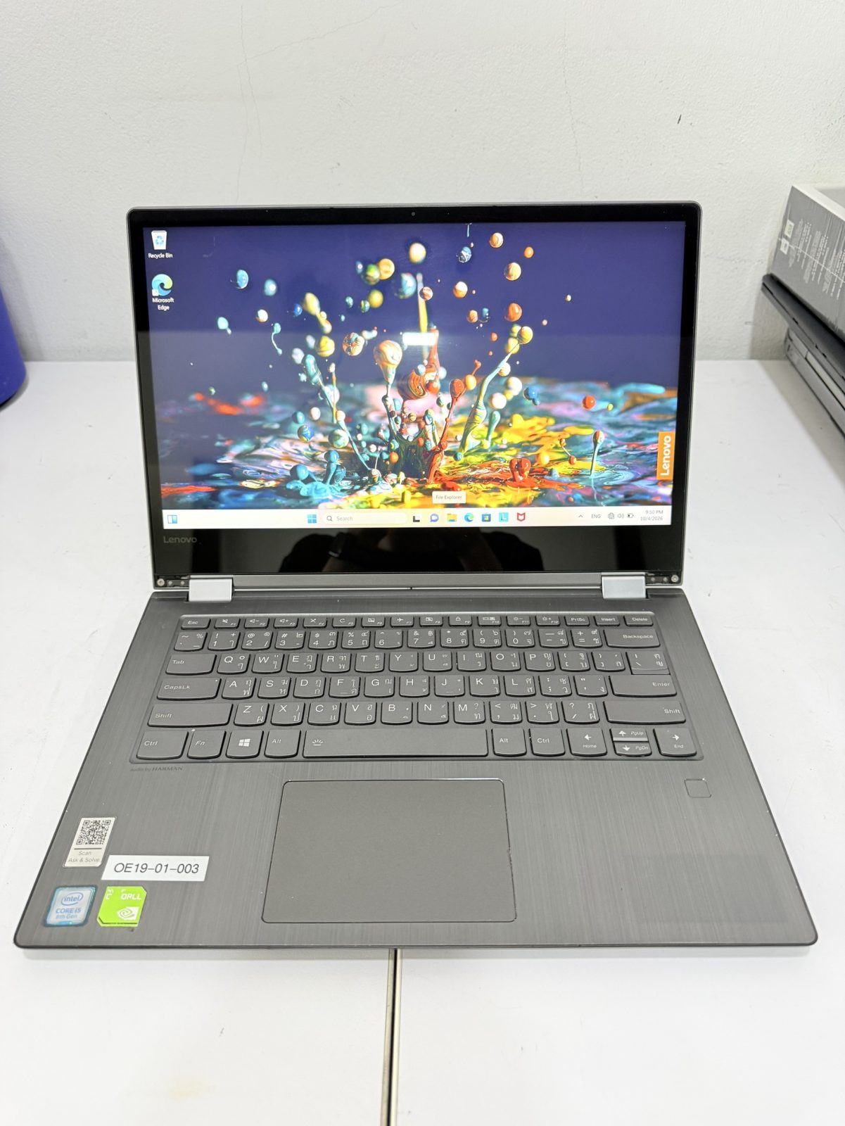 ขาย Lenovo YOGA 530-14IKB (i5-8250U/8GB/M.2 256GB/MX130 2GB)+Adapter+กระเป๋า แบต 30% ลำโพงแตก1 ข้าง อีก 1 ข้างลำโพงไม่ดัง กรอบปิดที่จอหลุด
