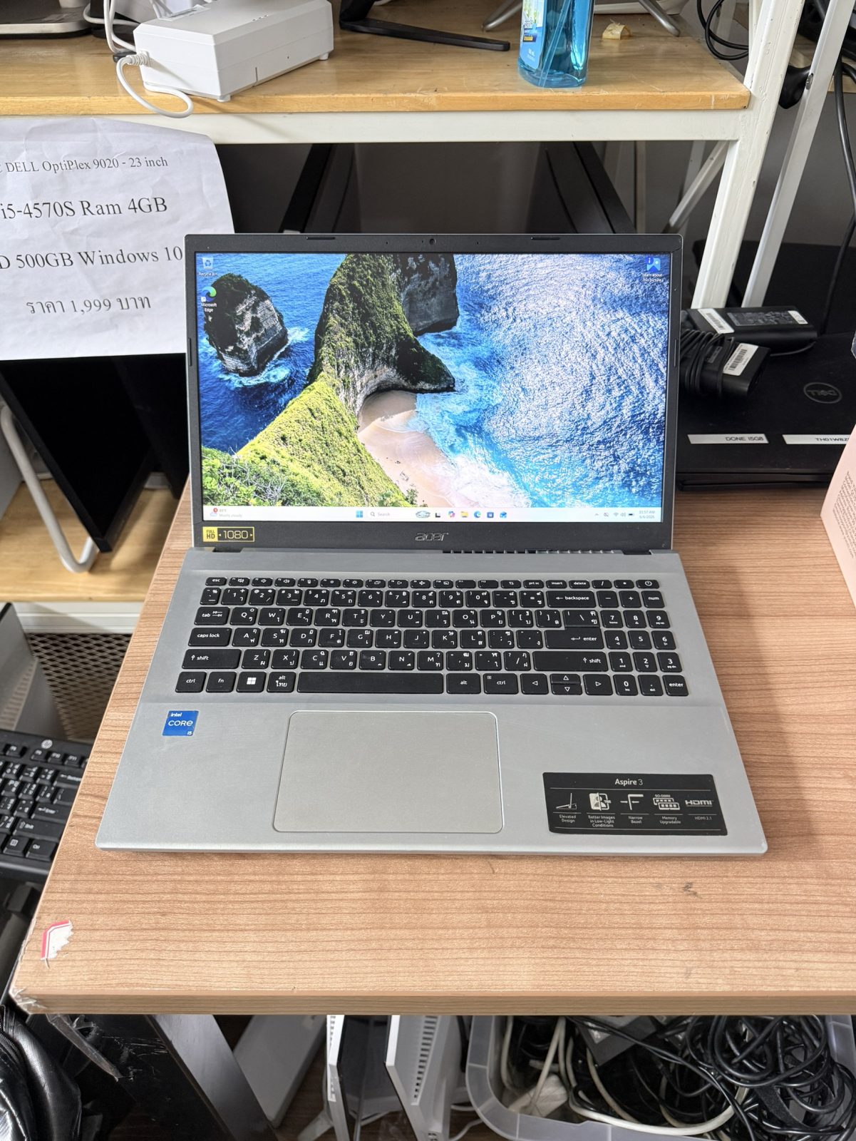 ขาย Acer Aspire A315-59 (i5-1235U/8GB/M.2 512GB)+Adapter+กระเป๋า จอมีรอย กรอบจอแตก แบต73%