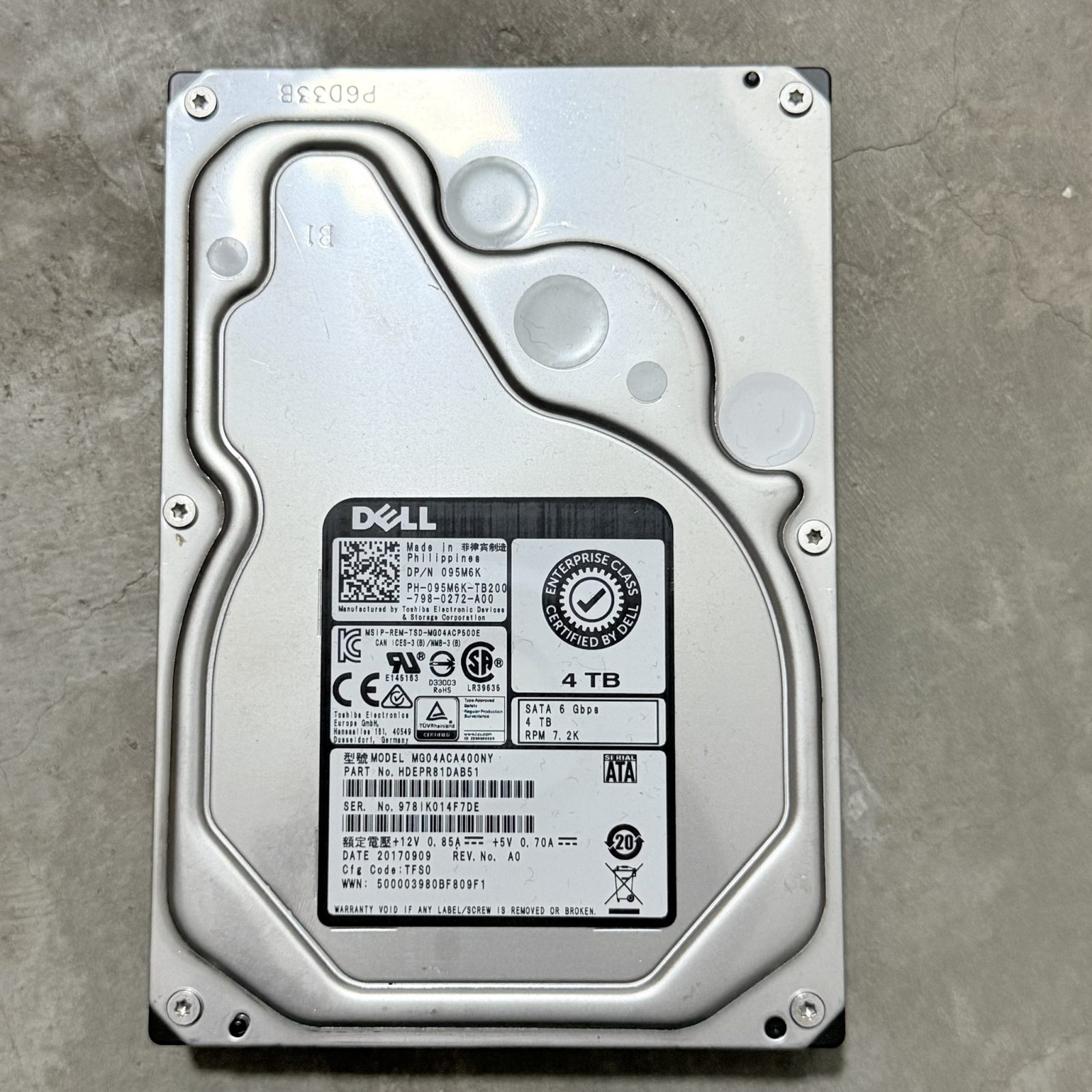 ขาย Dell 4TB SATA 3.5 6Gbps 7200RPM