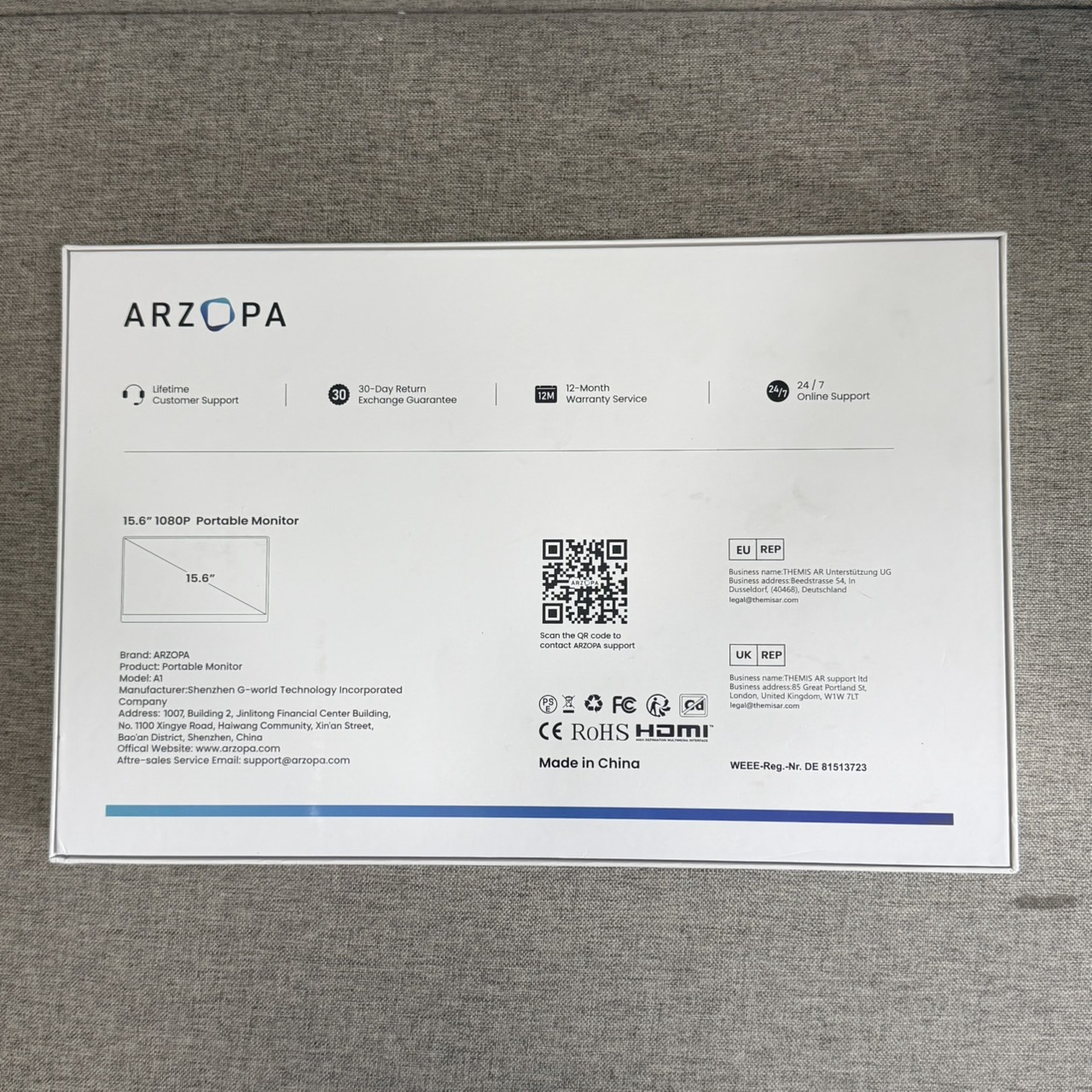 ขาย จอมอนิเตอร์พกพา Arzopa A1 15.6" + USB-C รูปที่ 2