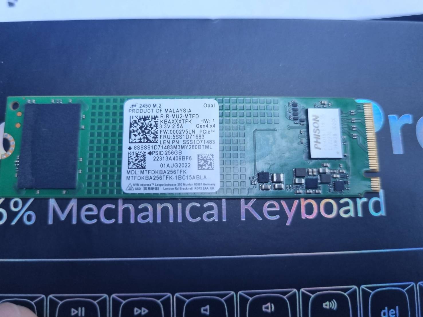 ขาย ssd micron  256GB 2450 m.2