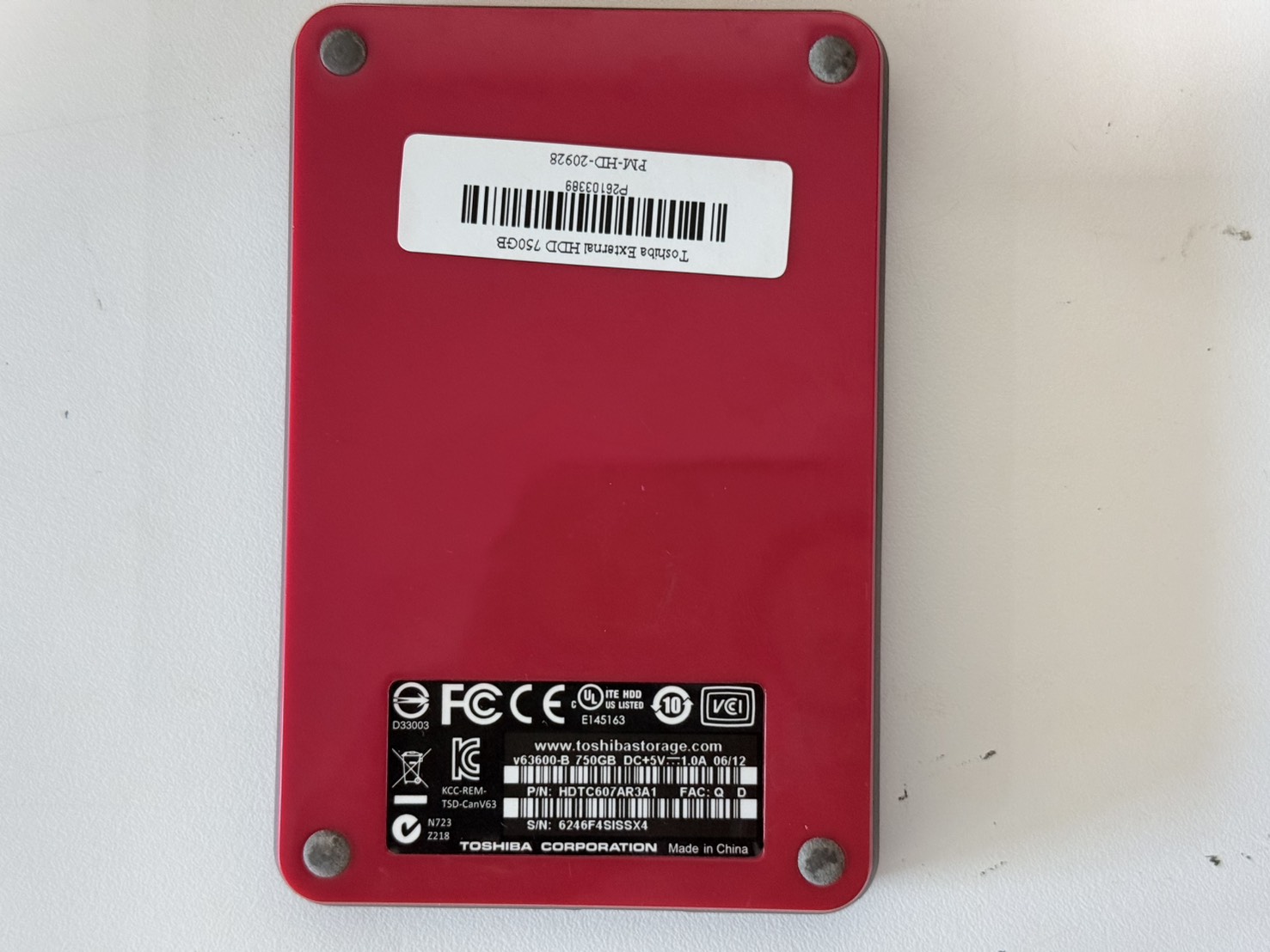 ขาย Toshiba External HDD 750GB Red + สาย รูปที่ 3