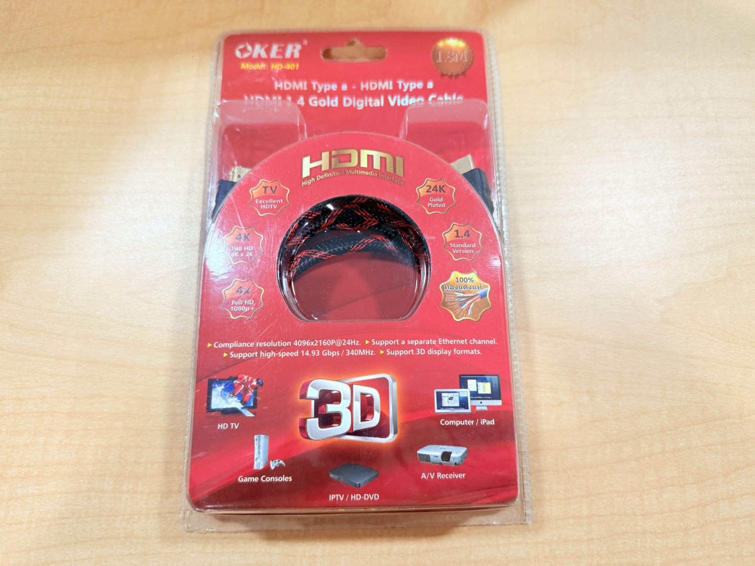 ขาย OKER HDMI Cable สาย HDMI Oker แบบถัก (HD-401) HDMI 1.4 Gold Digital Video Cable