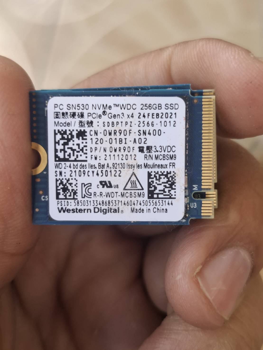 ขาย ssd m.2 nvme sn530 wdc 256GB